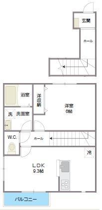 ラテールC棟(1LDK/2階)の間取り写真