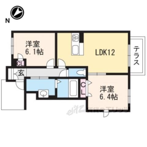 ラフィネメゾン(2LDK/1階)の間取り写真