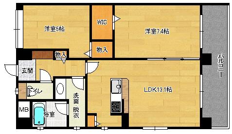 リアルエステート東原タワー(2LDK/11階)の間取り写真