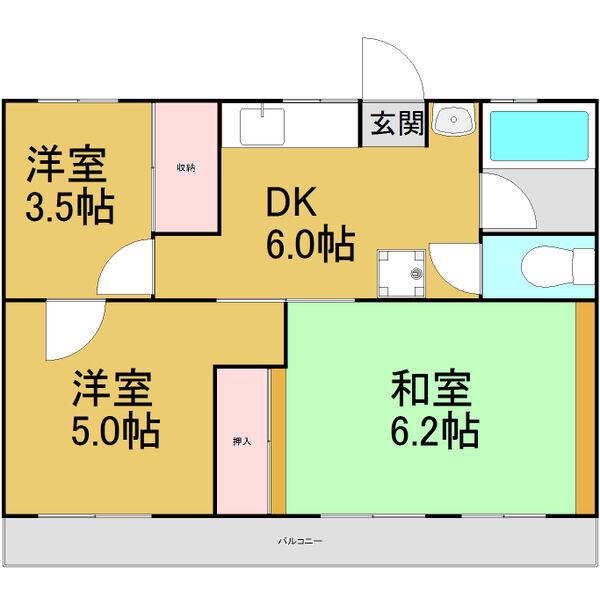 コーポ伊谷(3DK/3階)の間取り写真