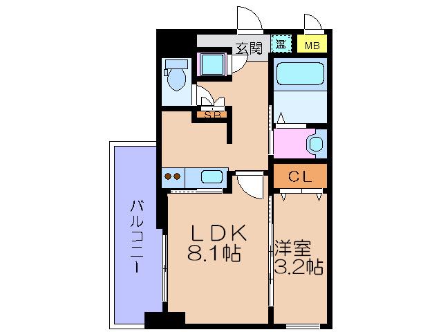 PINUS海老江(1LDK/8階)の間取り写真