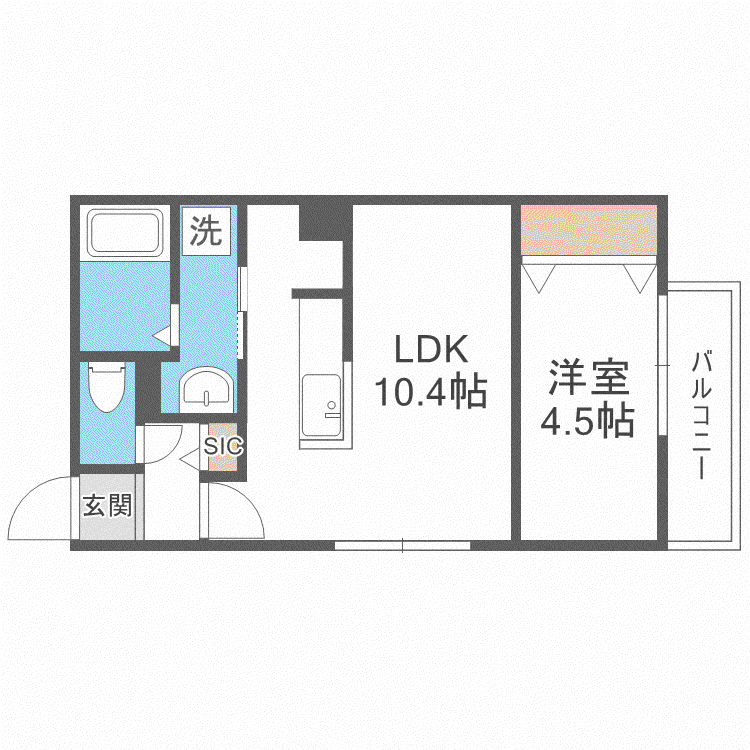 ブランシャールTSCOURT 豊平(1LDK/2階)の間取り写真