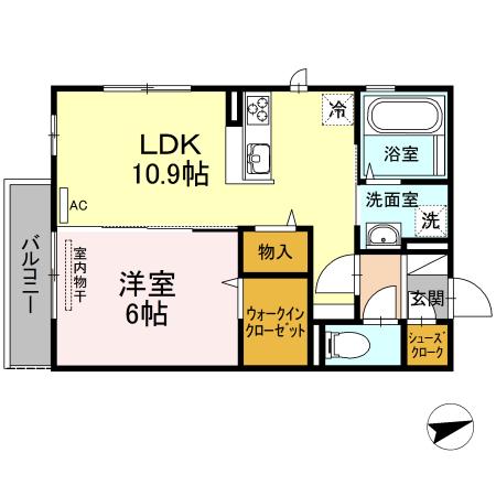 ジャスミンHYM I(1LDK/1階)の間取り写真