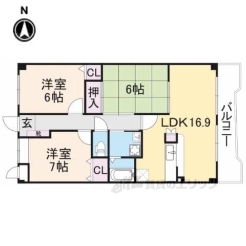 グレースコート恋の窪(3LDK/3階)の間取り写真
