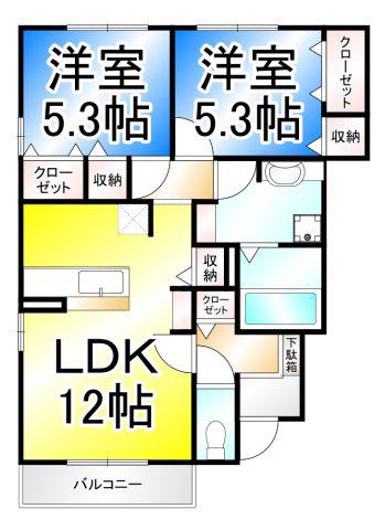 レザンガーデン(2LDK/1階)の間取り写真