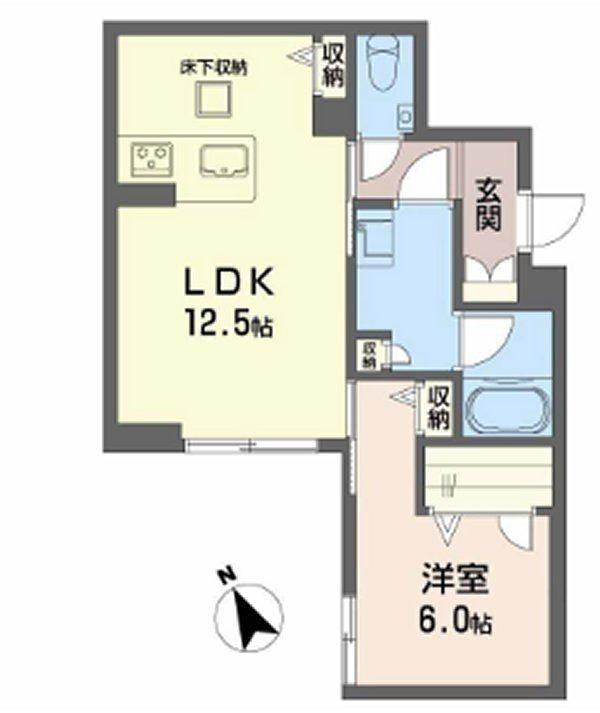エリーズコート 宇宿(1LDK/1階)の間取り写真