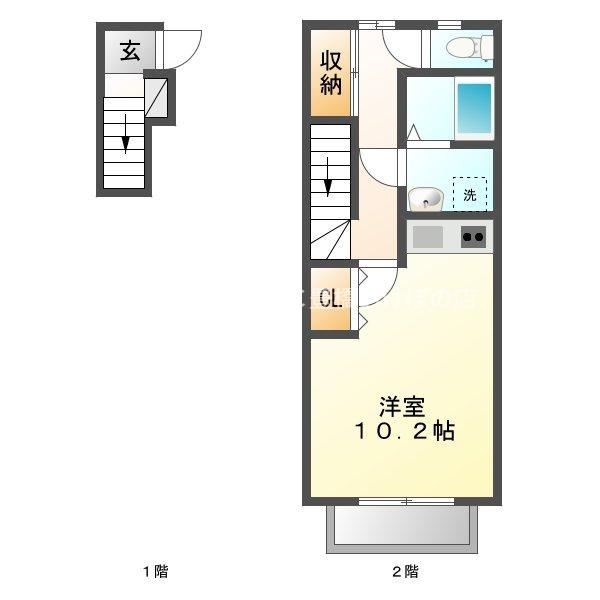 クレシタ神ノ輪(ワンルーム/2階)の間取り写真
