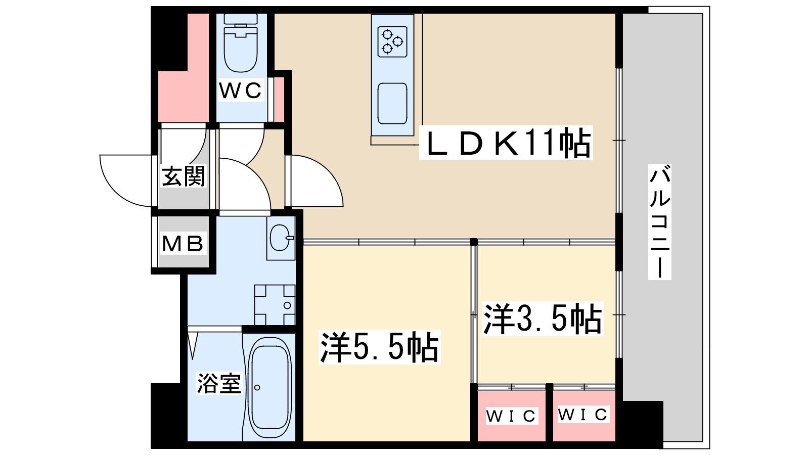 セレニテ梅田北グランデ(2LDK/14階)の間取り写真