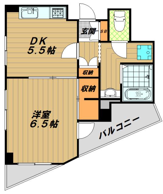 すずかけ2号館(1DK/4階)の間取り写真