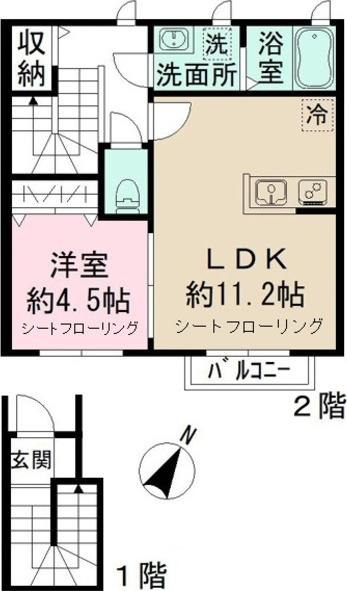 メゾンドシャブラン A(1LDK/1階)の間取り写真