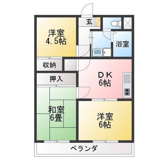 サンバレー草薙(3DK/4階)の間取り写真