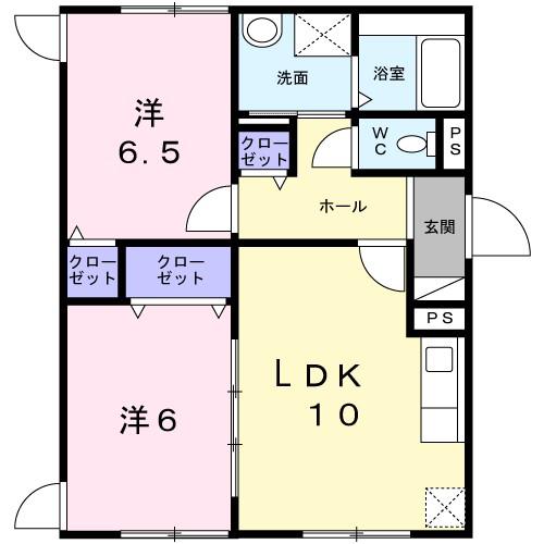 サンエイトA(2LDK/3階)の間取り写真