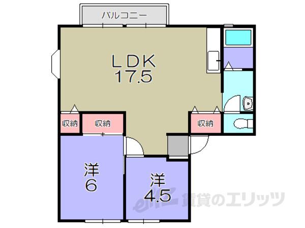 ガーデンコート安土(2LDK/1階)の間取り写真