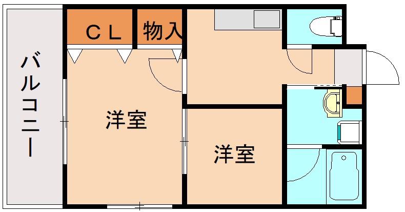 ハーモニーKハウス周船寺(2K/3階)の間取り写真