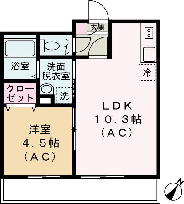 ブリリアンス根岸(1LDK/2階)の間取り写真