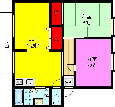 灰塚パークサイドビレッジ(2LDK/1階)の間取り写真