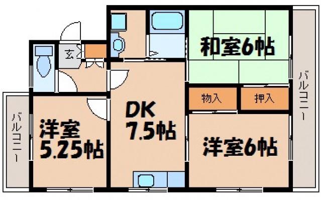 第1ハイツ東青崎(3DK/3階)の間取り写真