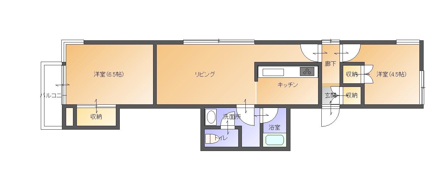 上田ビル(2LDK/2階)の間取り写真
