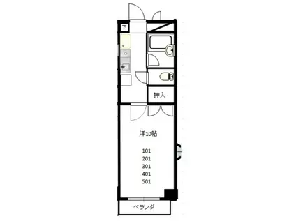 モギービル(1K/1階)の間取り写真