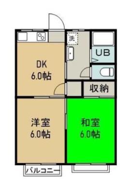 シャトルタカノ(2DK/2階)の間取り写真