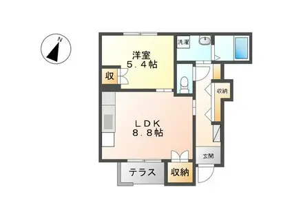 MSアメニティI(1LDK/1階)の間取り写真