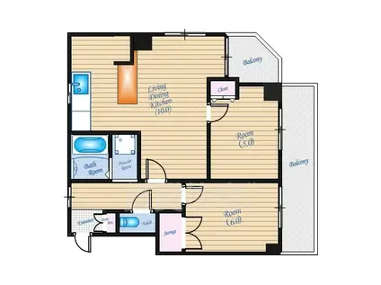 ベルクール堺町(2LDK/4階)の間取り写真