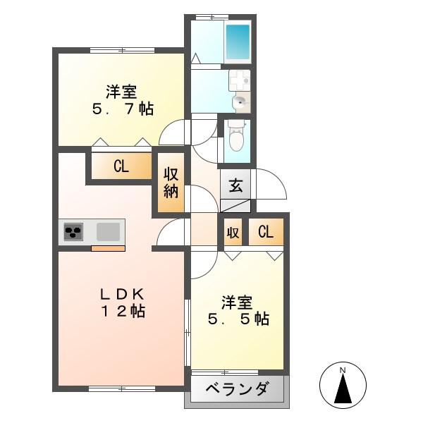 加藤ビルI(2LDK/4階)の間取り写真