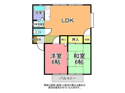 サンビレッジ笠原 E棟(2LDK/1階)の間取り写真