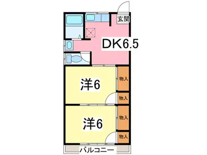 コーポシムラ(2DK/2階)の間取り写真