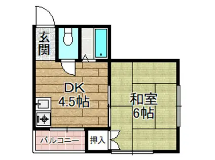 中村ハイツⅠ(1DK/1階)の間取り写真