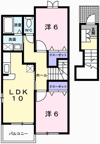 メゾン ド セゾンB(2LDK/2階)の間取り写真