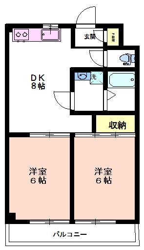 ブラッサム朝霞(2DK/1階)の間取り写真