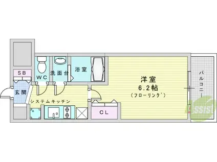 プレサンス神崎川ファインブレス(1K/4階)の間取り写真