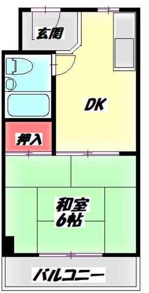 シャト-ピネール(1K/5階)の間取り写真