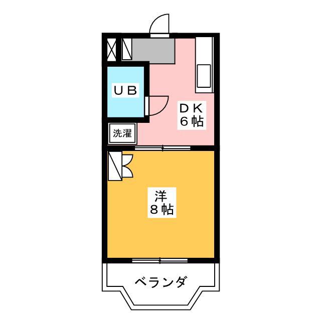 カトレアII(1DK/2階)の間取り写真