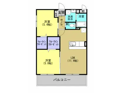 RISECASA(2LDK/3階)の間取り写真
