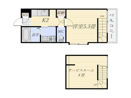ロゼフラン(1SK/1階)の間取り写真