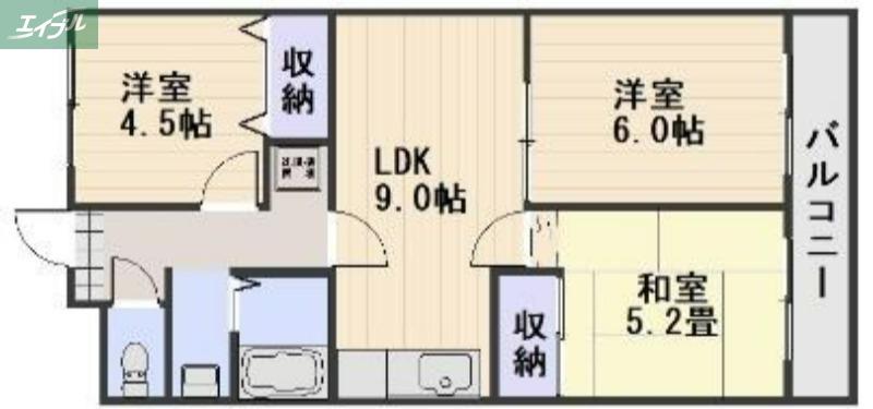 アクセスワケ(3LDK/3階)の間取り写真