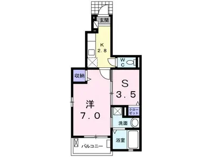 BLOSSOM 大江(1SK/1階)の間取り写真