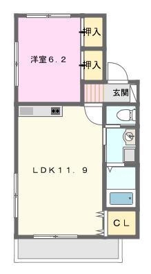 ミタカI(1LDK/2階)の間取り写真