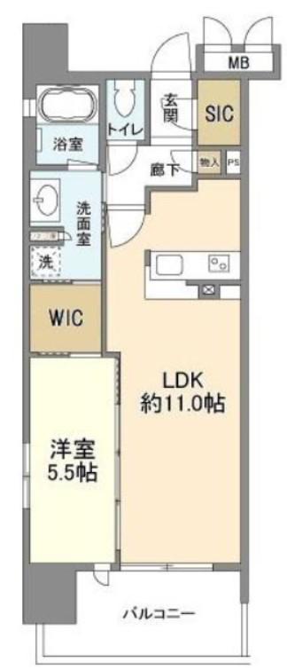 OPUS RESIDENCE SHINSAIBASHIサウス(1LDK/6階)の間取り写真