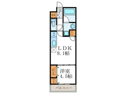 ベラジオ堀川今出川II(1LDK/5階)の間取り写真