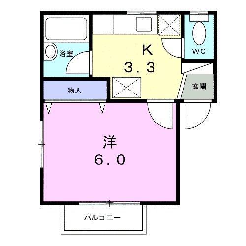 コーポ如月(1K/2階)の間取り写真