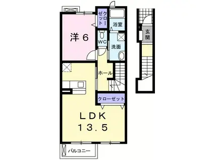ジェルメ ネオII(1LDK/2階)の間取り写真