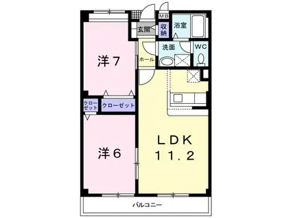 グリーンハイムT(2LDK/1階)の間取り写真