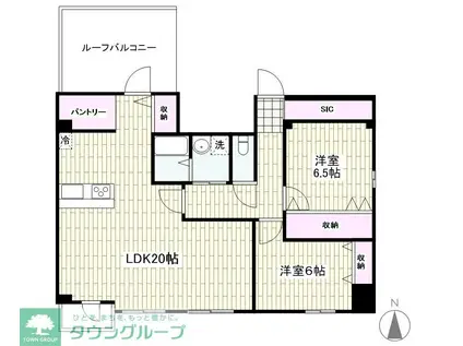 コンブロンビル(2LDK/4階)の間取り写真