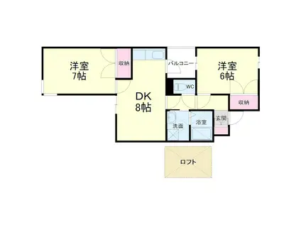 上島コモンコートC棟(2DK/2階)の間取り写真