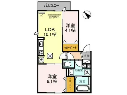 リュヌ・ブランシュ(2LDK/2階)の間取り写真