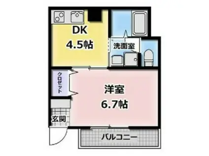 オリーブコート古野上(1DK/1階)の間取り写真