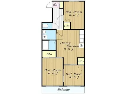 ロイヤルハイツ II(3DK/3階)の間取り写真